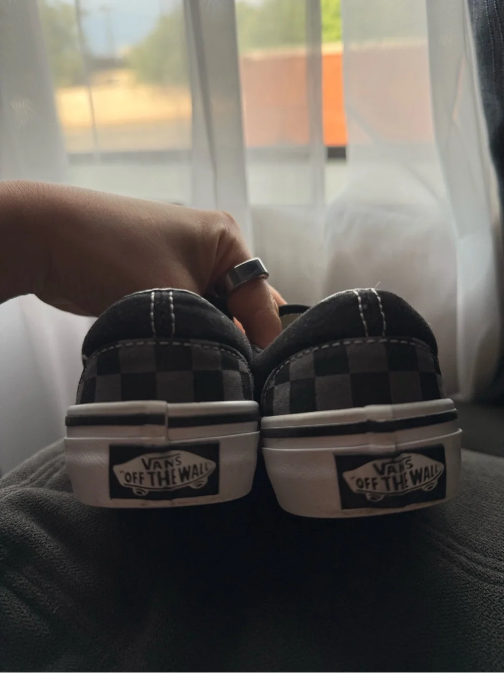 Vans Kids Slip-On Checkerboard Sneakers - Black & Gray